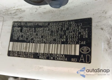 2013 Toyota Corolla S z USA, uszkodzony, nr VIN 2T1BU4EE7DC100066